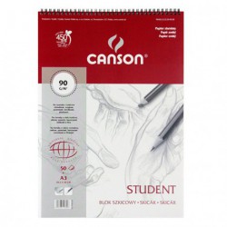 Blok Canson STUDENT szkicowy na spirali 90g.A3