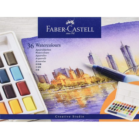 Farby akwarelowe w kosztkach 36 kol Faber Castel